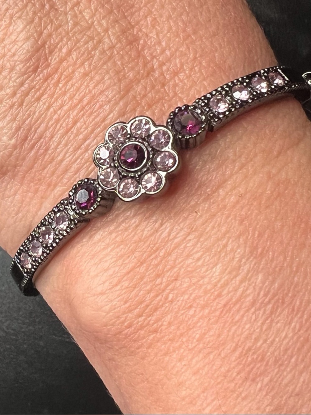 Women’s Pink Flower Crystal Bracelet